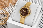 Casio Women's Watch Analog Maroon Dial with Gold Stainless Steel Band, LTP-B170G-5BVDF
